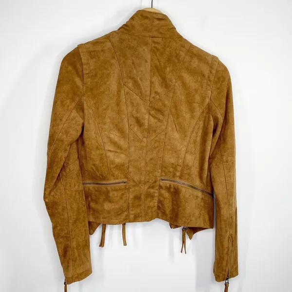 Solemio Brown Faux Suede Full Zip Long Sleeve Jacket Woman Small Country Western - Image 3