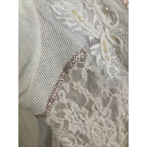 Gimmicks by BKE Y2K Buckle Womens Top Sheer Lace Front Back Beaded Embroider Size L - Image 9