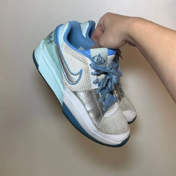 Nike Youth 5Y Sneakers White Blue Basketball Shoes | Fits Women’s 6.5–7 - Image 2