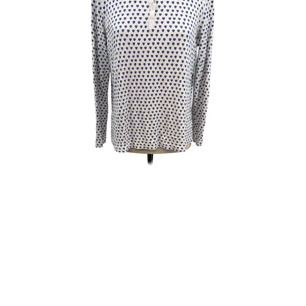 Roller Rabbit Blue Heart‎ Pajama Top Pima Cotton Henley Sleep Shirt Size Small - Image 6