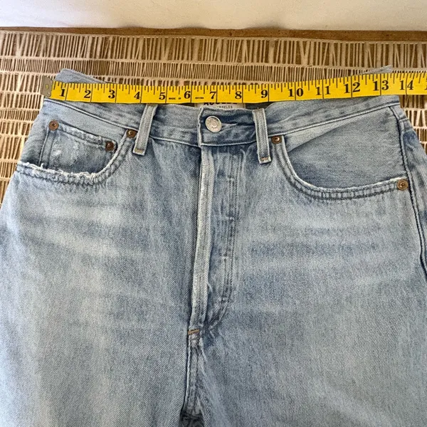 Agolde Riley High Rise Button Fly Straight Crop Size 28‎ - Image 11