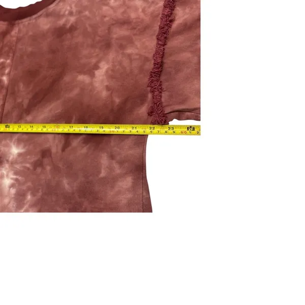 Umgee Tie Dye Distressed Frayed Hem Long Sleeve‎ Sweatshirt Top Womens M - Image 6