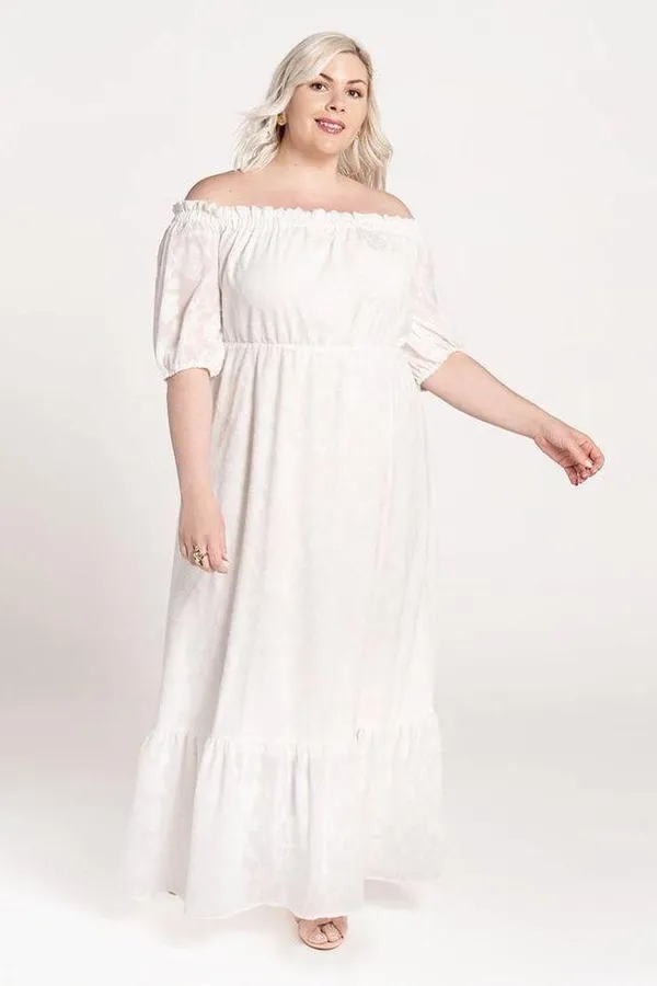 Eloquii Off Shoulder Floral White Maxi Dress - Image 8