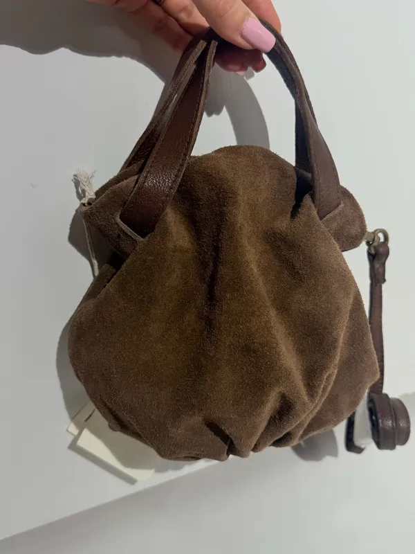 Free People Brown Suede Gathered Suki Mini Tote Bag - Women Bags NWT - Image 10
