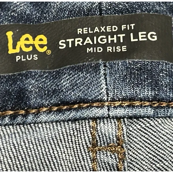 Lee Jeans Womens 20W Medium Relaxed Fit Straight Leg Mid Rise Dark Wash Denim - Image 10