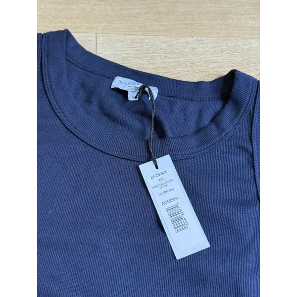 NWT Michael Stars Hope Midi Dress with tie ultra‎ rib Admiral blue high neck 1X - Image 4