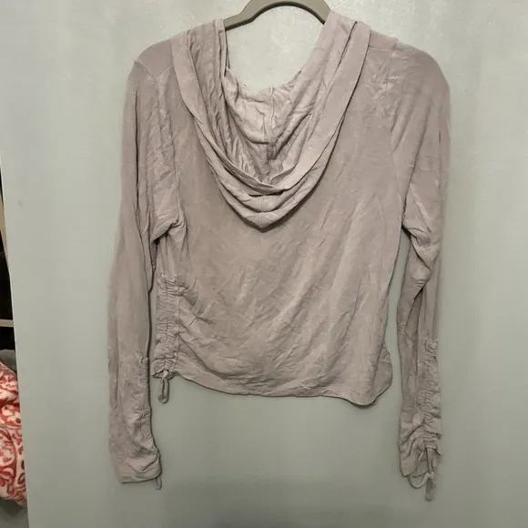FP Movement Womens Hoodie Ruched Side Zip Up Mauve Large - Image 4