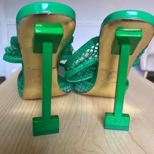 Jessica Rich Green Mesh Heels Bold Kelly Green Summer Wedding Quiet Luxury Gala - Image 7