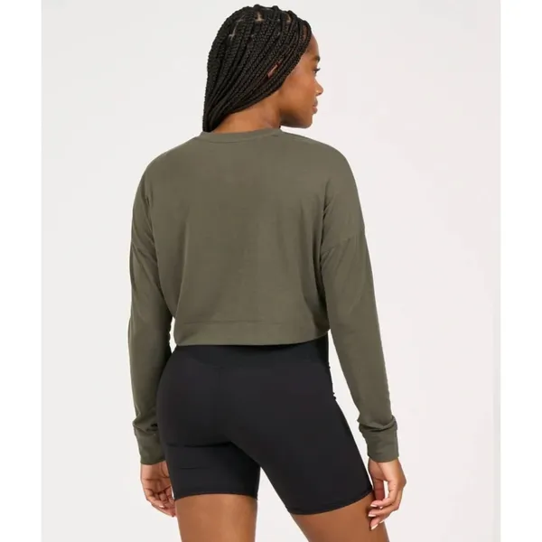 Vuori Women’s XS Long Sleeve Avalon Henley Oregano Green Boxy Relaxed Fit NWT - Image 2