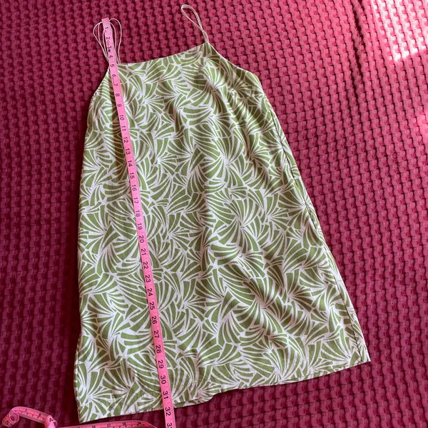 Monteau Los Angeles Women’s S Green Botanical Leaf Print Linen Blend Mini Dress - Image 6