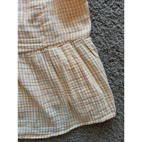 Old Navy Orange Gingham Check Cottage‎ Festival Babydoll Tank Top Shirt Small - Image 2