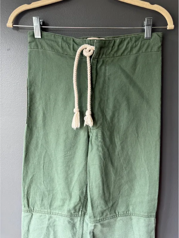 Riley Olive Green Wide Leg Pants with Drawstring Waist XS - Image 7