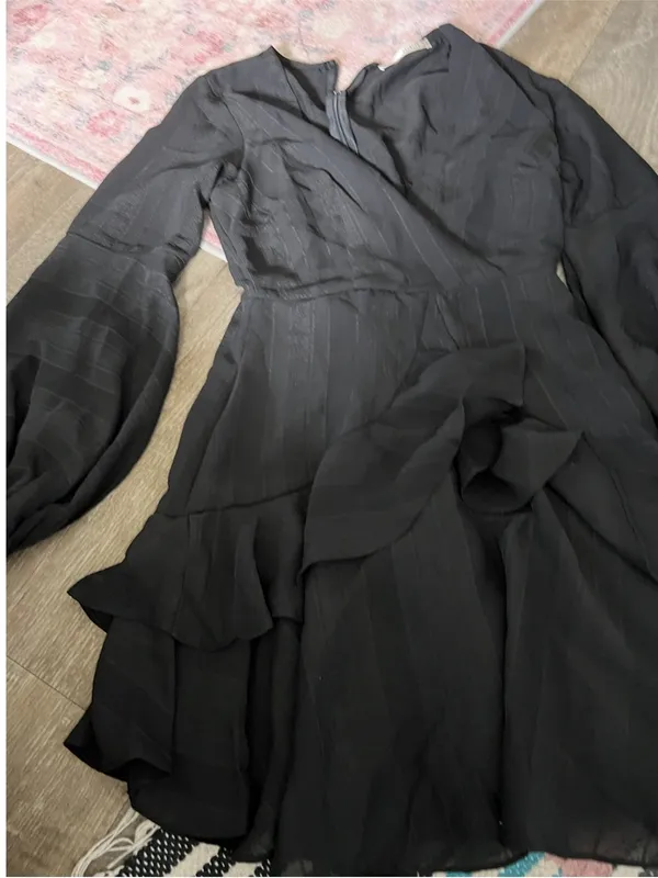 Saints + secret Ruffled Long-Sleeve Wrap Mini Dress - Black - Image 5