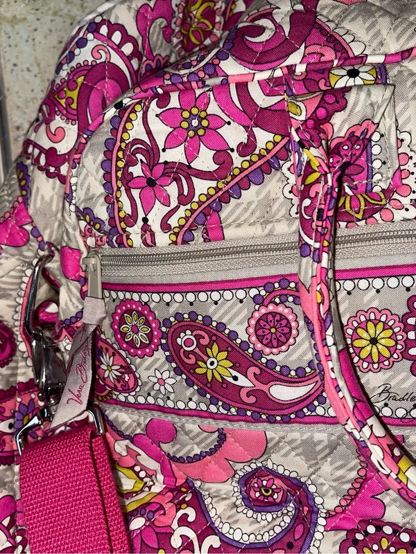 Vera Bradley Quilted Paisley Pink Travel Tote Bag - Image 3