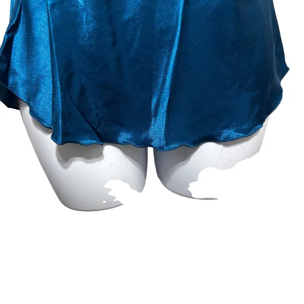 Satin Romantic Babydoll Cami L‎ Teal Ruffle Trim Y2K Coquette Lingerie Style Top - Image 5