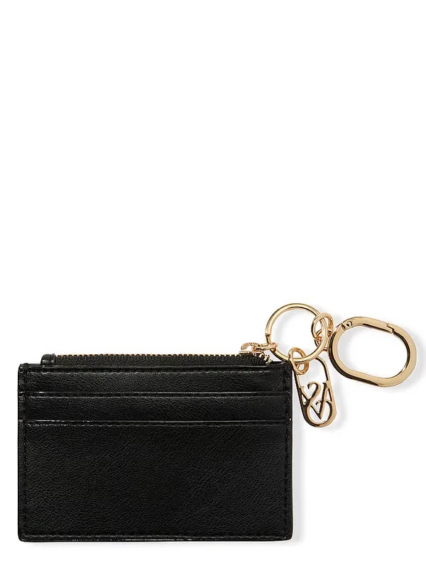 Victoria’s Secret Leather Black Cardholder Keychain with Gold Hardware - Image 3