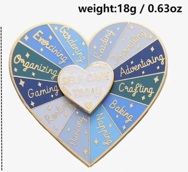 NEW Self Care Heart Enamel Pin Blue - Image 2
