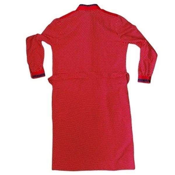 Vintage Abe Schrader Sport Red White Polka-Dot Belted Midi Shirt Dress - Image 10