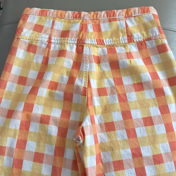 Free People She's All That Plaid High Waist‎ Crop Pants Orange Size 6 Cotton - Image 7