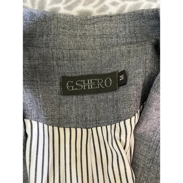 Cropped Blazer Heather Grey Medium One Button Office Chic Business Casual Preppy - Image 2