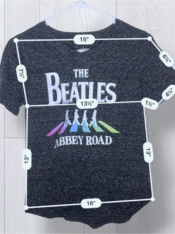 THE BEATLES Abbey Road Pastel Rainbow Silhouette Graphic Tee | Dark Heather Gray - Image 7