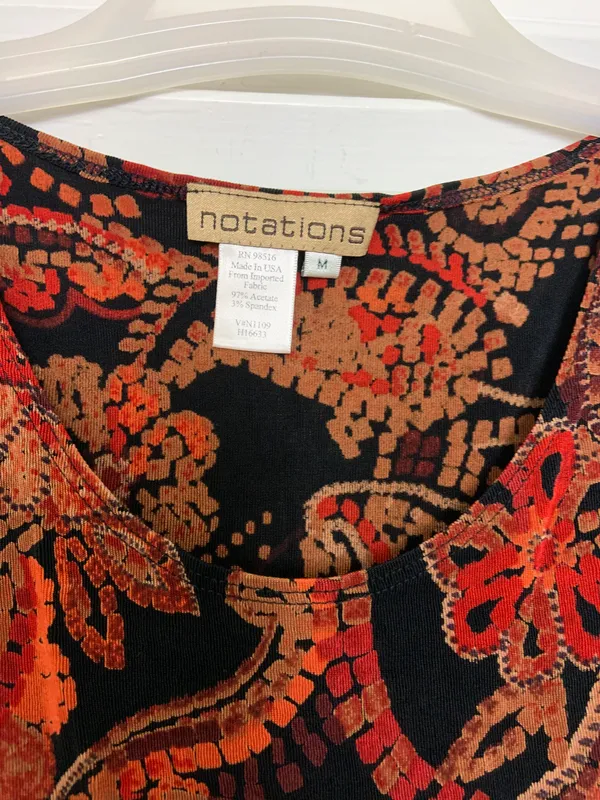 Notations MD Floral Orange Red Tank Top Blouse - Image 4