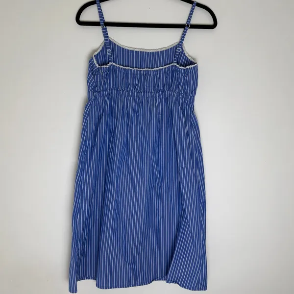 C&Company Blue White Striped Egyptian Cotton Empire Waist Sundress Large Comfort - Image 4