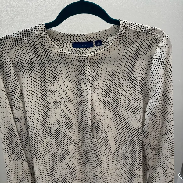 Apt. 9 Black and White Abstract Patterned Blouse - Image 4