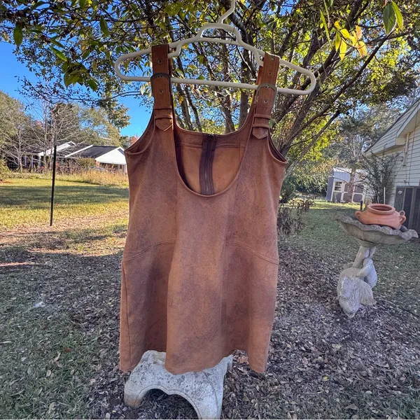 Free People Western Wind faux leather minidress Size Small - Image 3