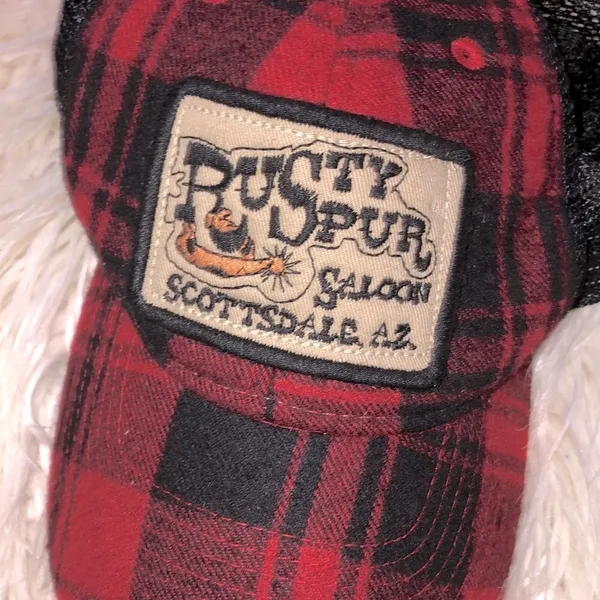 Rusty Spur Saloon Scottsdale Arizona red and black western hat mesh back - Image 3