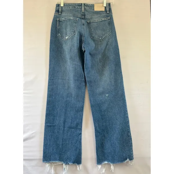 Paige Leenah Ankle Wide Leg Jeans Allegro Blue Distressed Raw Hem 25 NWOT - Image 2