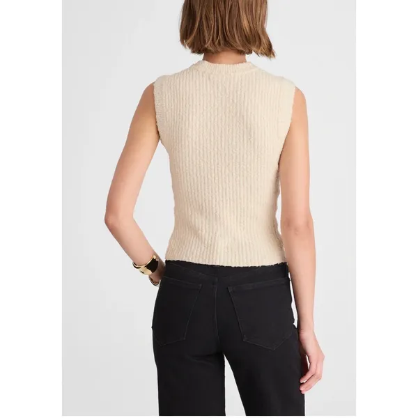 Madewell Cream Boucle Knit Ribbed Sweater Tank Top Vest Cotton Blend Small S‎ - Image 2