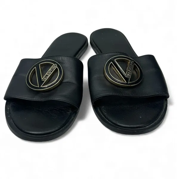 Valentino 7 Bugola Slide Sandal black logo hardware slip-on design Womens Flat - Image 5