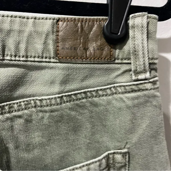 American Eagle‎ Jeans Olive Green High Rise Distressed Women Size 6 Petite - Image 6