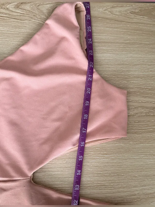 Beach Riot Medium NEW Claire One-Piece Rib Swimsuit Mauve Pink One Shoulder Knot - Image 10