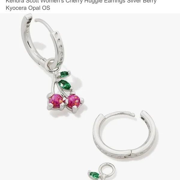 Kendra Scott CHERRY SILVER HUGGIE EARRINGS IN BERRY KYOCERA OPAL - Image 4