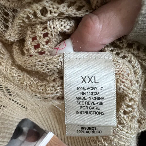 Leo & Nicole Tan Open-Knit Cardigan - Image 3