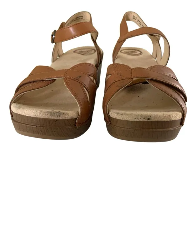 Dansko Season sandals camel full-grain leather block heel size 38 US 7.5 8 - Image 6