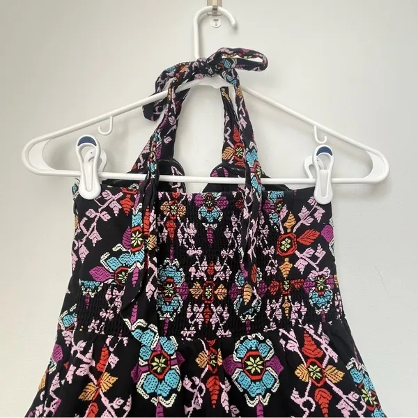 Anthropologie Edme & Esyllte Black Floral Halter Dress Size 4 - Image 7
