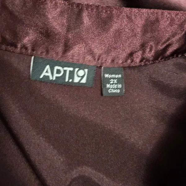 APT 9 Burgundy Satin Lace Detail Short Sleeve Blouse Size 2X Romantic Fairy - Image 6