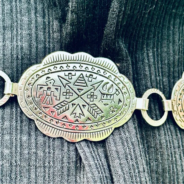 S.W. Concho Style Silver Link Belt Western Vibes - Image 8