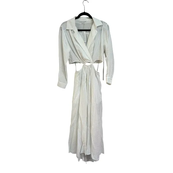NWT Young Fabulous & Broke‎ White Derby Maxi Shirt Dress Cutout Waist Size Small - Image 2