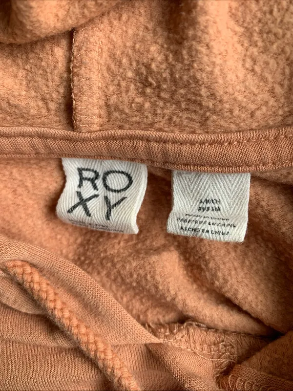 Roxy size small peach cropped long sleeve hoodie sweatshirt - Image 4