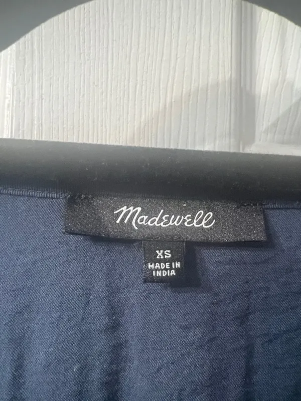 Madewell Slate Blue V-Neck Button Peplum Blouse - Image 2