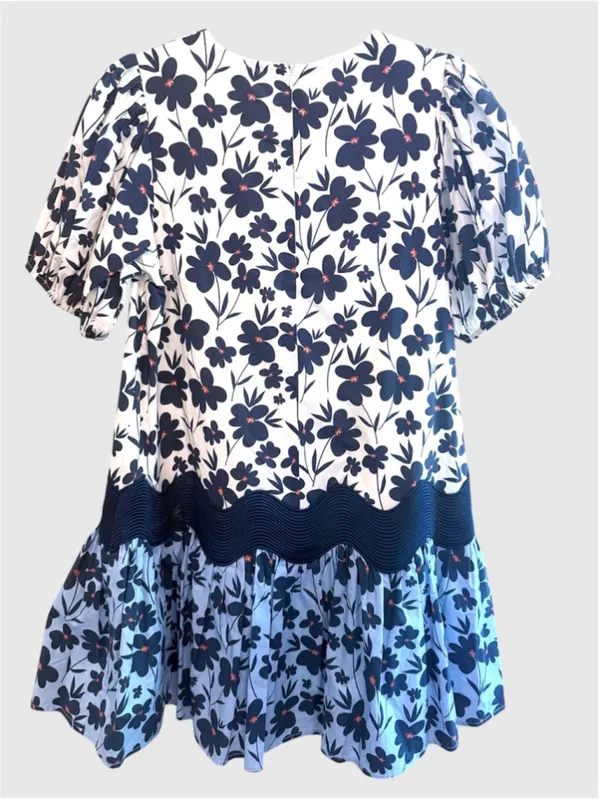 Women’s Entro Puff Sleeve Floral Print Mini Dress Size S - Image 2