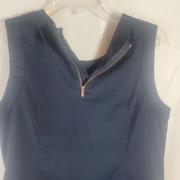 Ann Taylor Navy Blue Sleeveless Shell Blouse Classic Round Neck Career Top M - Image 6