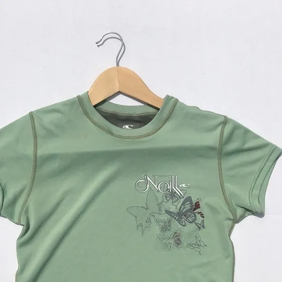 O'Neill Green Butterfly Print‎ Fitted Swim Shirt - Image 7