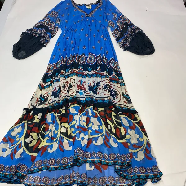 FARM Rio Anika Tiles Blue Maxi Dress Size XS - Image 3