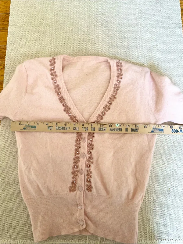 Women’s Vintage Style Cardigan Pink Soft Fuzzy Size Small Fairy Coquette - Image 4