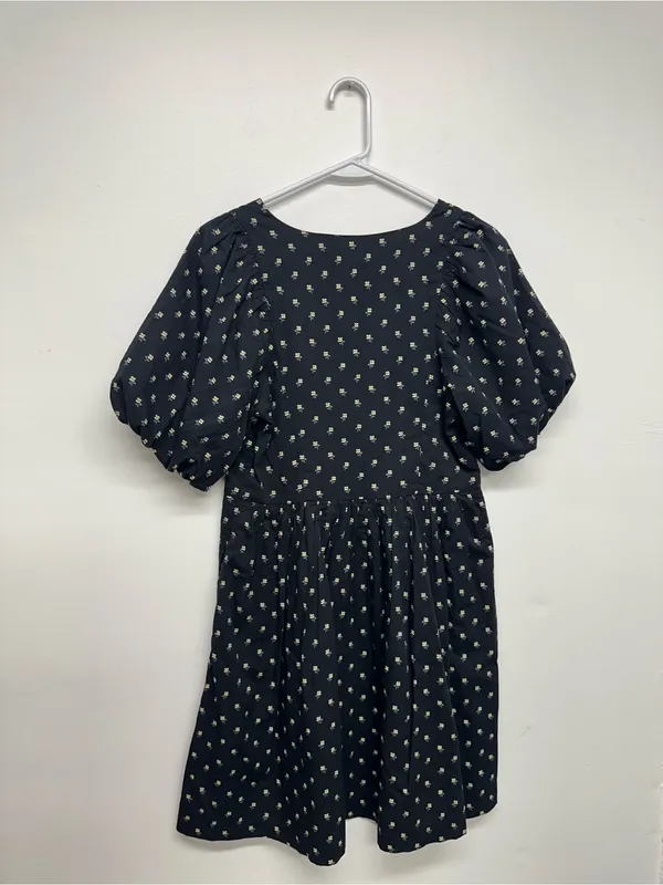 Madewell V-Neck Puff-Sleeve Mini Dress in Floral Ikat - NEW - Image 9